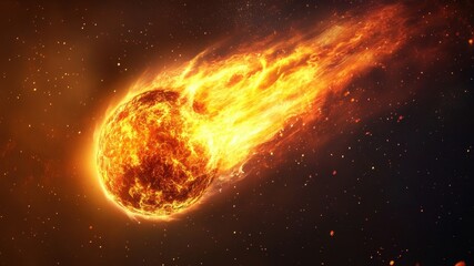 Fiery comet hurtles through space, a dramatic, glowing celestial event.