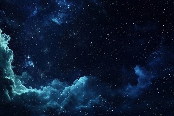 Naklejka premium Night Sky Shines Bright with Stars and Dreamy Nebula Clouds, a Cosmic Dance.