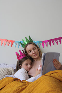 Mother and daughter enjoy time together at home