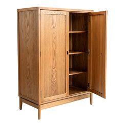 Wooden cabinet isolated on transparent background