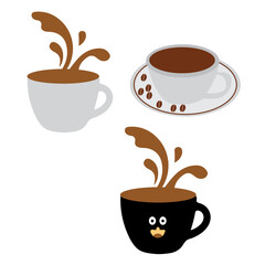 Hot Coffee Cup  coffee set  vector  design 