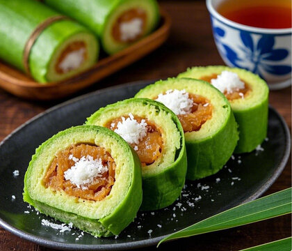 dadar gulung cake aren sugar indonesian traditional snack and food