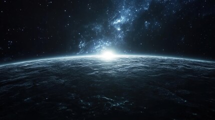 Fototapeta premium View Of space horizon and stars and galaxy, milky way cosmos