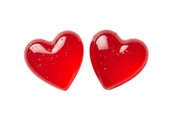 Two glossy red hearts love symbol Valentine s Day