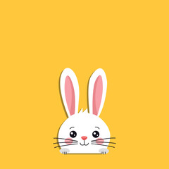 Easter greeting card with paper silhouette of rabbit head