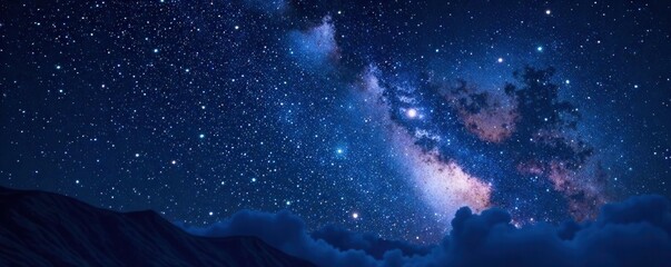 Celestial night sky with twinkling stars on a dark canvas , space, cosmos, astronomy