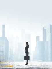 Fototapeta premium Businesswoman Silhouette: Aspiring Amidst a Modern Cityscape