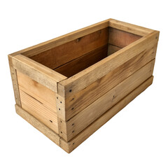 Wooden planter box isolated on transparent background