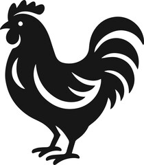 Simple Elegant Minimalist Black Silhouette of Chicken, Vector Chicken Art and Illustration Design