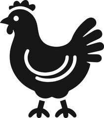 Simple Elegant Minimalist Black Silhouette of Chicken, Vector Chicken Art and Illustration Design