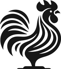 Simple Elegant Minimalist Black Silhouette of Chicken, Vector Chicken Art and Illustration Design