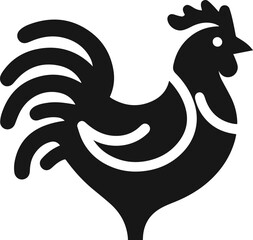 Simple Elegant Minimalist Black Silhouette of Chicken, Vector Chicken Art and Illustration Design
