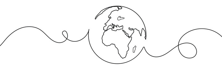 Earth globe one line drawing of world map vector illustration minimalist design of minimalism isolated on white background 