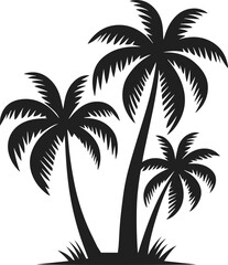 Simple Elegant Minimalist black color silhouette of Palm Tree, Palm Tree Vector Art Illustration, Drawing of Palm Tree Illustration, Vector Palm Tree Design Elements