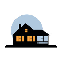 Cozy House Vector Illustration for Real Estate and Home Design at Night