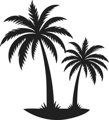 Simple Elegant Minimalist black color silhouette of Palm Tree, Palm Tree Vector Art Illustration, Drawing of Palm Tree Illustration, Vector Palm Tree Design Elements