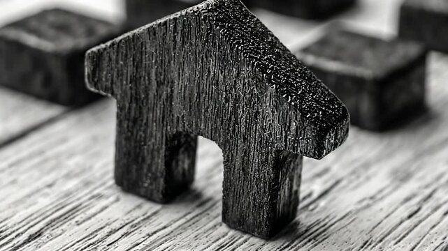 Stylized bison figure minimalist black and white animal sculpture