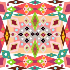 Line drawings and geometric shapes are used as decorative patterns in beautiful colors for use as fabric patterns or on various materials.