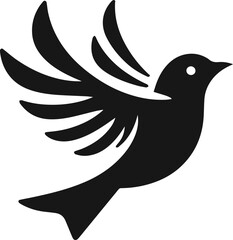 Simple Cute Minimalist Black Silhouette of Bird, Vector Cute Bird Art and Illustration Design