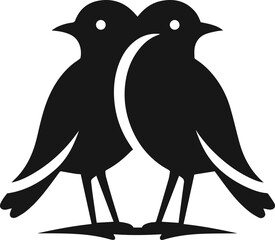 Simple Cute Minimalist Black Silhouette of Bird, Vector Cute Bird Art and Illustration Design