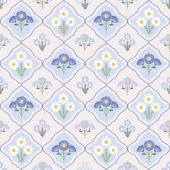 Vintage seamless pattern, Victorian floral wallpaper, charming spring and summer background 