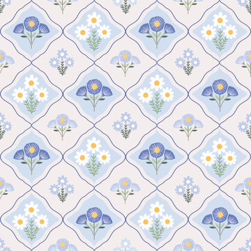 Vintage seamless pattern, Victorian floral wallpaper, charming spring and summer background 