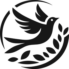 Simple Cute Minimalist Black Silhouette of Bird, Vector Cute Bird Art and Illustration Design