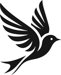 Simple Cute Minimalist Black Silhouette of Bird, Vector Cute Bird Art and Illustration Design