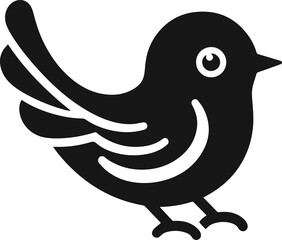 Simple Cute Minimalist Black Silhouette of Bird, Vector Cute Bird Art and Illustration Design