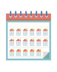 Calendar with house icons representing real estate schedule