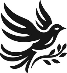 Simple Cute Minimalist Black Silhouette of Bird, Vector Cute Bird Art and Illustration Design