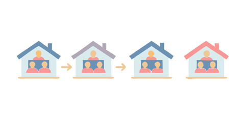 Fototapeta premium Cartoon house evolution icons showing transformation process