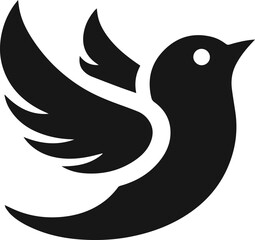 Simple Cute Minimalist Black Silhouette of Bird, Vector Cute Bird Art and Illustration Design