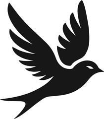Simple Cute Minimalist Black Silhouette of Bird, Vector Cute Bird Art and Illustration Design