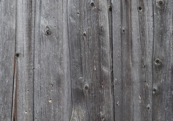 Texture of old weathered unpainted wooden fence made of slabs
