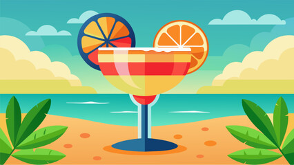 A vibrant handcrafted margarita made with locally sourced ingredients at a beachfront cantina.. Vector illustration