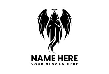 Fototapeta premium Stylized Dark Angel with Sword Vector Graphic. Mythical Fantasy Design