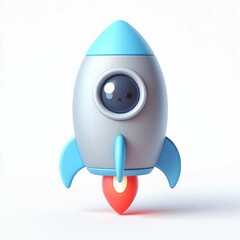 cute cartoon rocket spaceship 3d render, an isolated white background