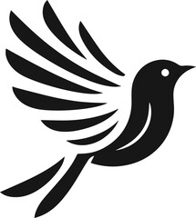 Simple Cute Minimalist Black Silhouette of Bird, Vector Cute Bird Art and Illustration Design