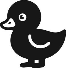 Simple Cute Minimalist Black Silhouette of Duck, Vector Cute Duck Art and Illustration Design