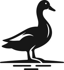 Simple Minimalist Black Silhouette of Duck, Vector Duck Art and Illustration Design, Duck Logo Template