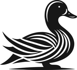 Simple Minimalist Black Silhouette of Duck, Vector Duck Art and Illustration Design, Duck Logo Template