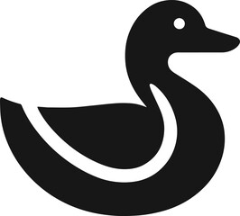 Simple Minimalist Black Silhouette of Duck, Vector Duck Art and Illustration Design, Duck Logo Template