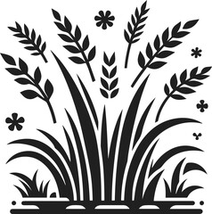 Simple Minimalist Black Silhouette of Grass, Vector Grass Art and Illustration Design