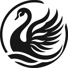 Simple Minimalist Graceful Swan Vector Art, Elegant Swan Illustration on White or Transparent Background