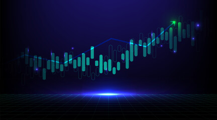 Stock market or forex trading graph and candlestick chart suitable for financial investment concept. Economy trends background for business idea and abstract finance background. Vector illustration.