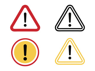 Danger Caution Alert Warning Icons – Exclamation Mark Triangle and Circle Signs
