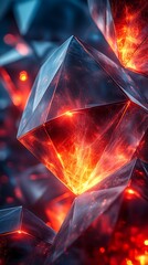 Glowing Crystal Phone Wallpaper   Translucent Crystals with Orange & Red Light on Dark Reflective Background | Stunning Mobile Background in 4K HD

