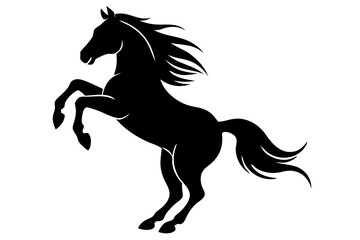 Rearing Horse Silhouette Graceful Stallion With Flowing Mane Elegant Equine Vector Illustration Isolated On White Background, horse, rearing, stallion, silhouette, black, vector, animal, equine, mamma