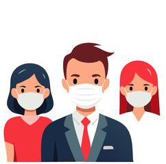 Fototapeta premium Diverse Group of People Wearing Medical Face Masks for Pandemic Safety and Public Health Awareness